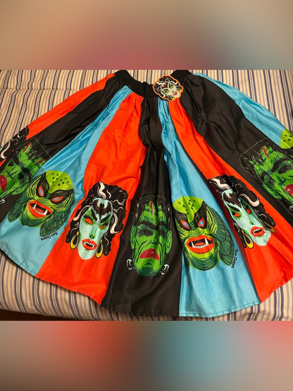 Vixen by Micheline Pitt Monster Skirt in Black, Red & Aqua